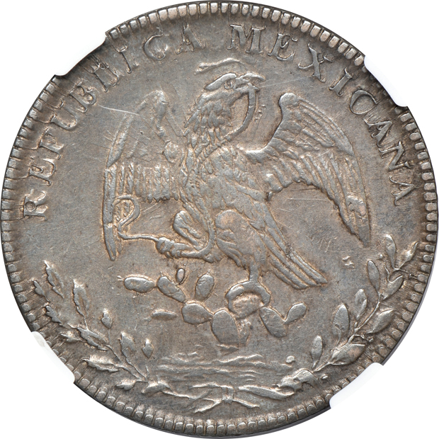 Mexico - 1848-CA RG 8 reales AU-55, and an 1895-MO AB 8 reales AU-53, both NGC