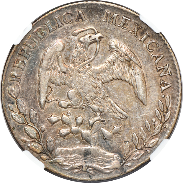 Mexico - 1848-CA RG 8 reales AU-55, and an 1895-MO AB 8 reales AU-53, both NGC
