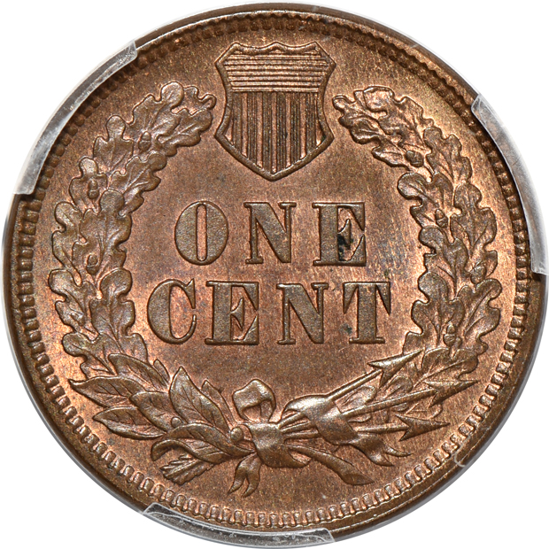 1864 L on Ribbon AU-58, and an 1873 Open 3 MS-64BN, both PCGS CAC