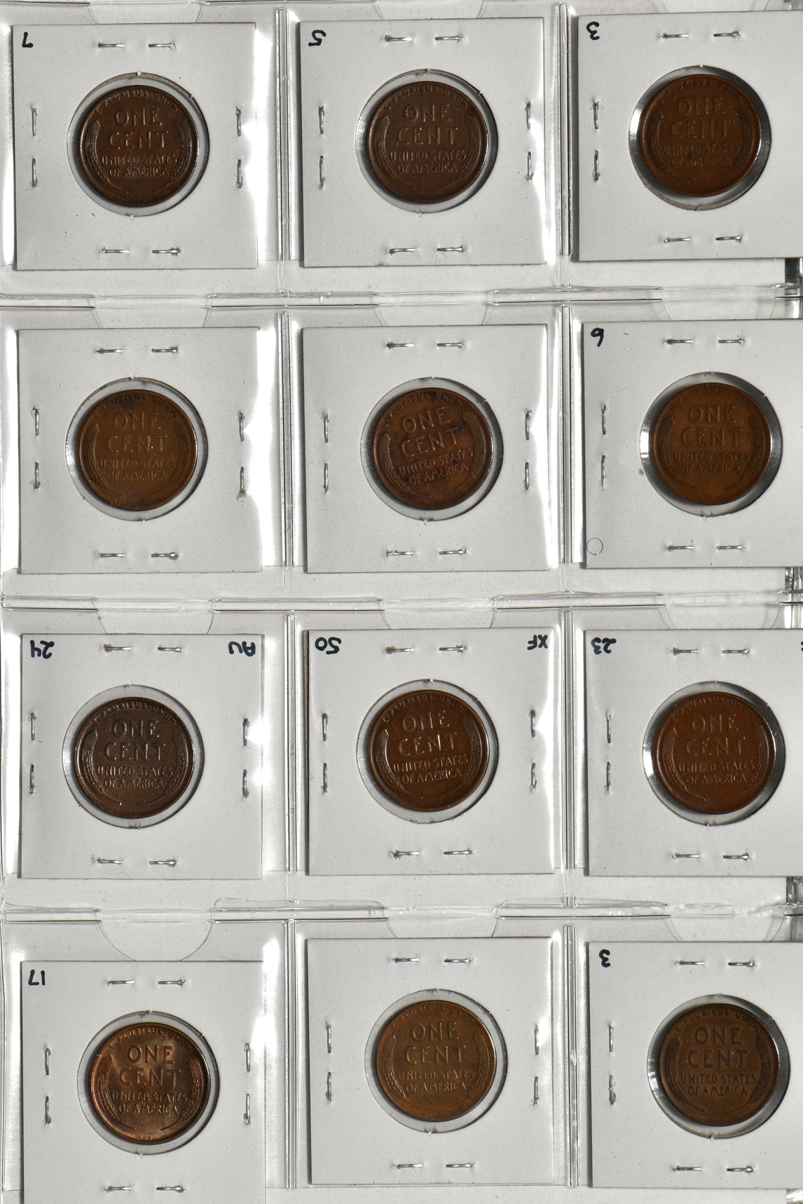 Collections of Lincoln cents, Buffalo nickels, and Roosevelt dimes