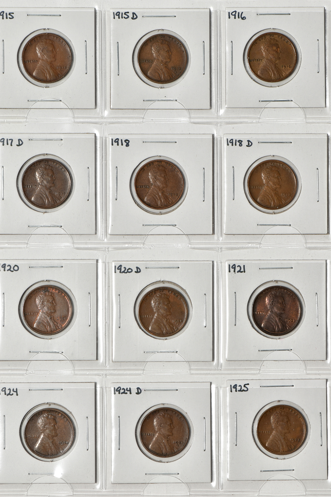 Collections of Lincoln cents, Buffalo nickels, and Roosevelt dimes