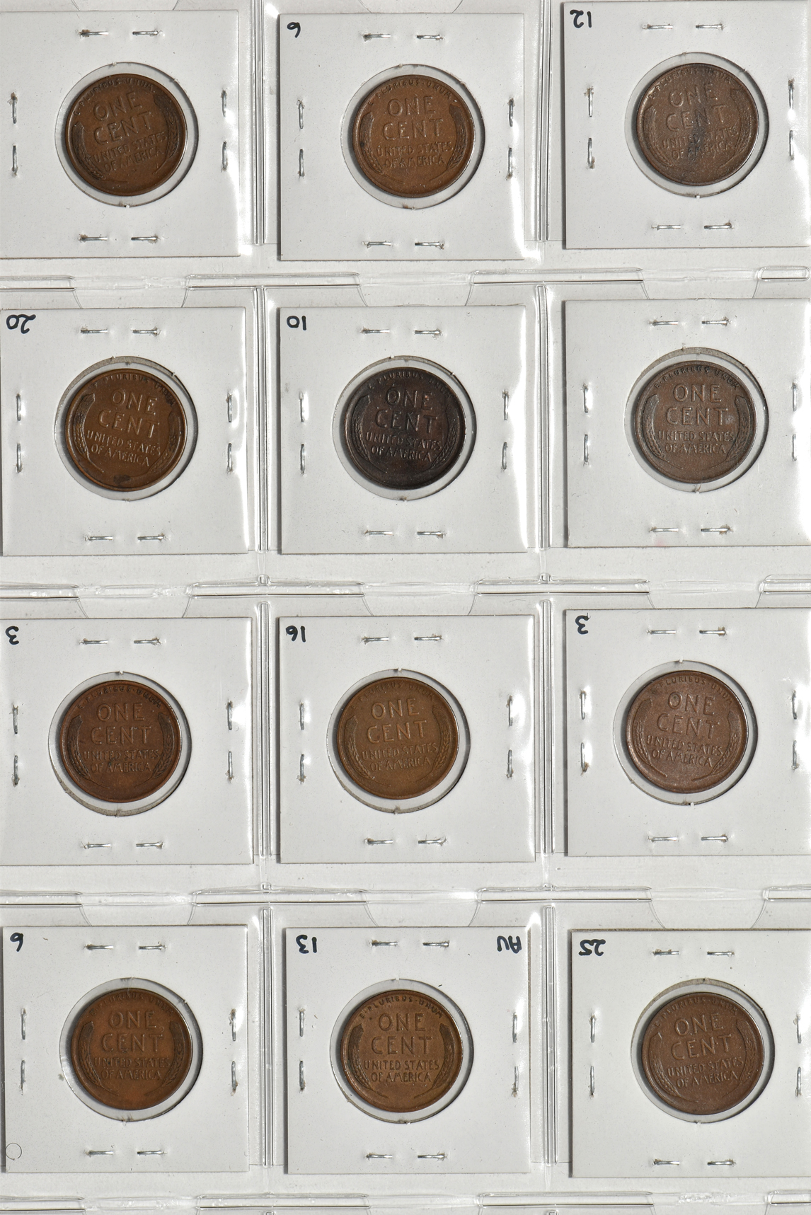 Collections of Lincoln cents, Buffalo nickels, and Roosevelt dimes