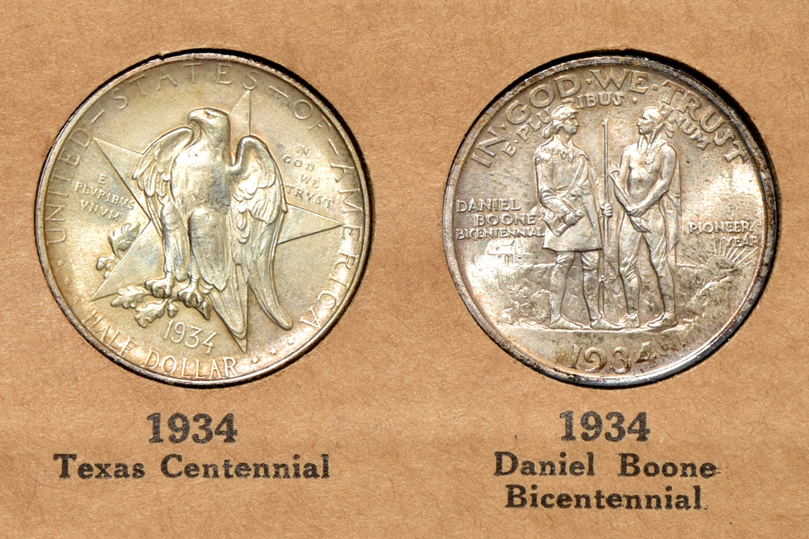 Group of 27 different Commemorative half-dollars in a The National Coin Album No. 2 (Wayte Raymond)