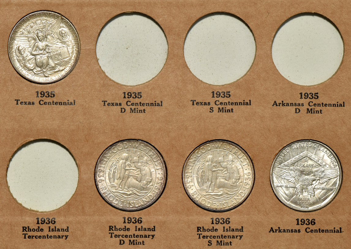 Group of 27 different Commemorative half-dollars in a The National Coin Album No. 2 (Wayte Raymond)