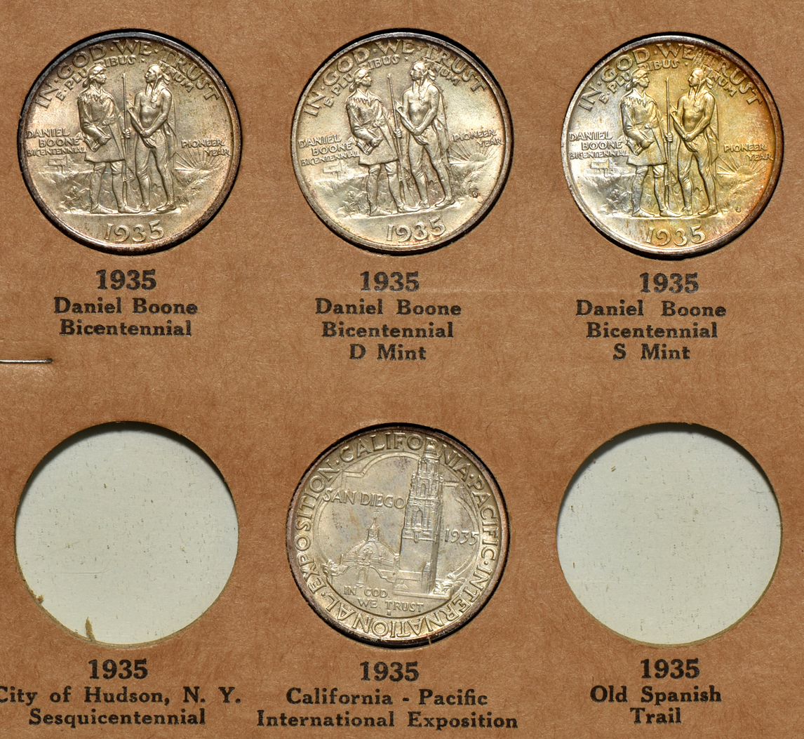 Group of 27 different Commemorative half-dollars in a The National Coin Album No. 2 (Wayte Raymond)