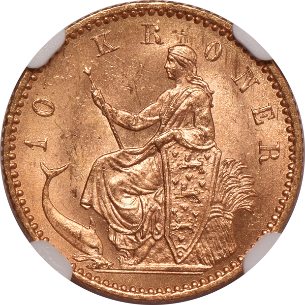 Denmark - Five Uncirculated 1900-HC VDP 10 kroner - NGC