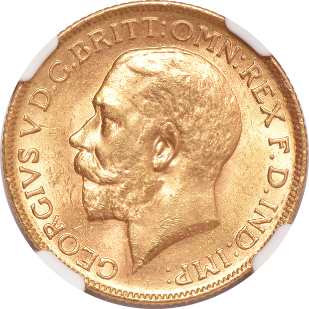 India - Four 1918-I 1 sovereign- NGC MS-64