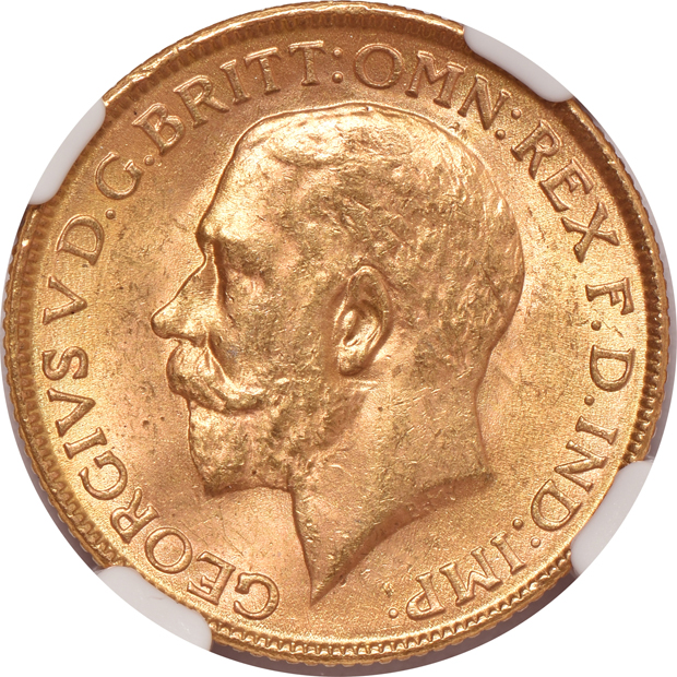 India - Four 1918-I 1 sovereign- NGC MS-64