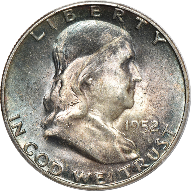 Complete collection of certified Franklin half-dollars, all FBL except the 1953-S