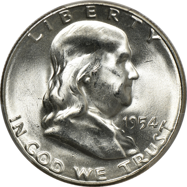 Complete collection of certified Franklin half-dollars, all FBL except the 1953-S