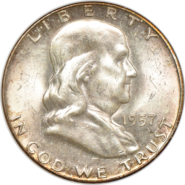 Complete collection of certified Franklin half-dollars, all FBL except the 1953-S
