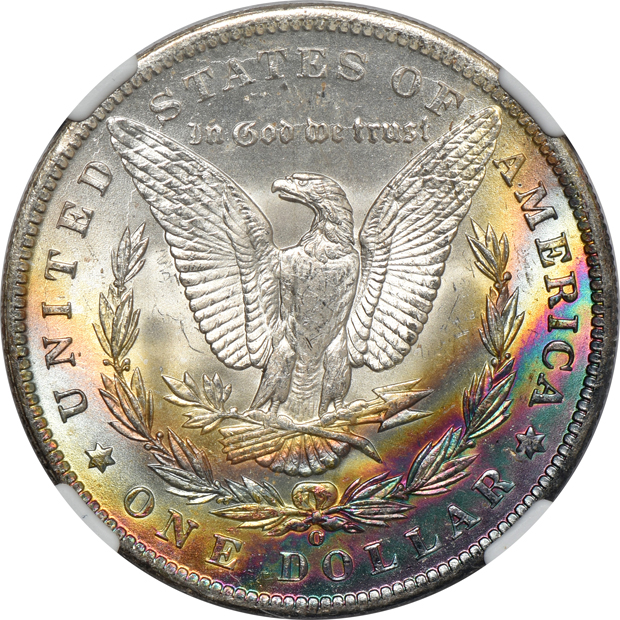 1882-S MS-63, and an 1885-O MS-64 Star, both NGC CAC