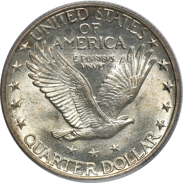 Five Uncirculated Standing Liberty quarters certified by PCGS