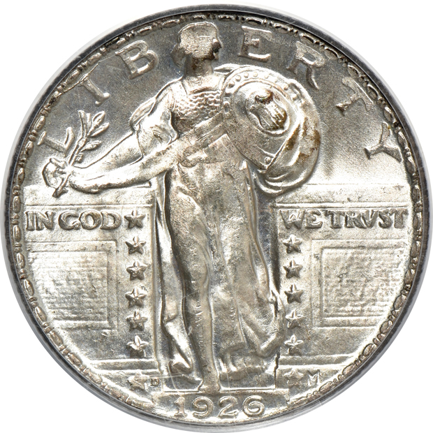 Five Uncirculated Standing Liberty quarters certified by PCGS
