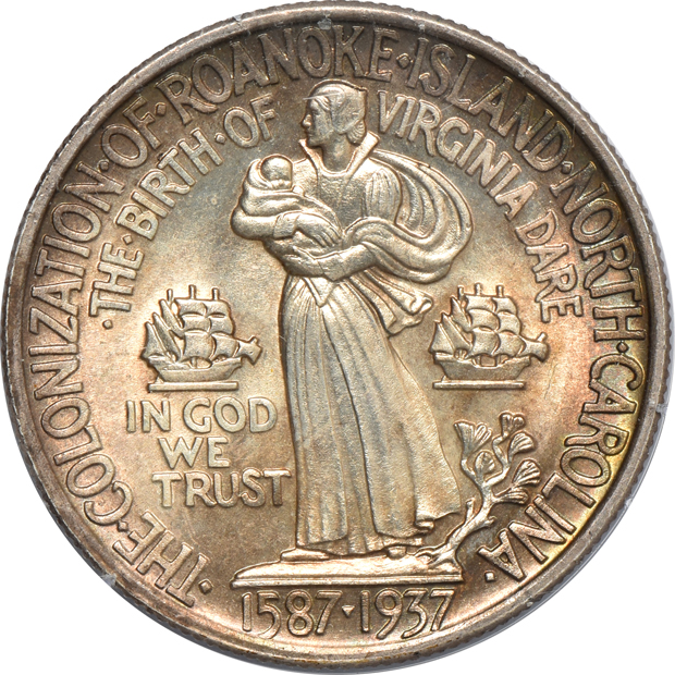 1936-D Columbia MS-67, and a 1937 Roanoke MS-65, both PCGS (rattler)