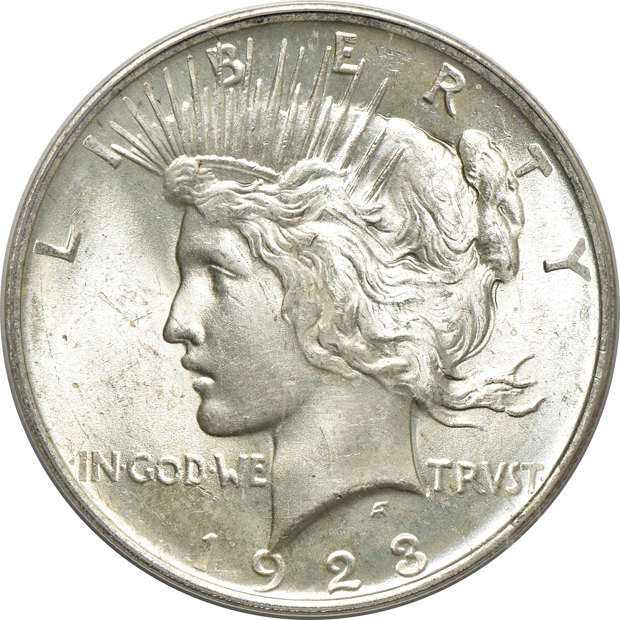 1923 PCGS MS-62 (doily) CAC, and a 1925-S PCGS MS-64 (rattler)