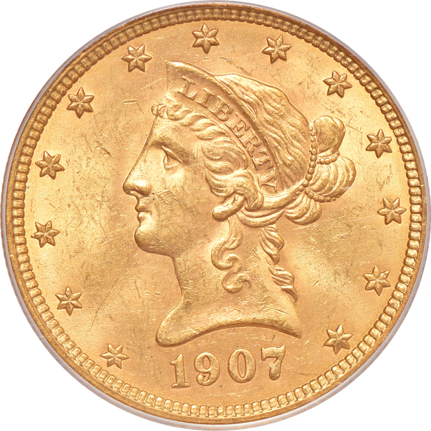 Two 1907 Liberty PCGS MS-61 (rattler) CAC