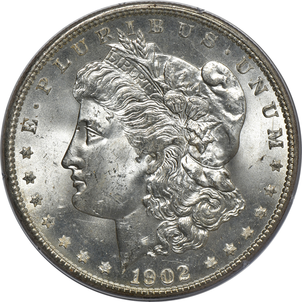Six Morgan silver dollars, all PCGS MS-64 (rattler) CAC