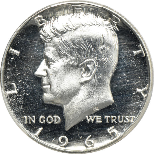 Eight certified Kennedy half-dollars