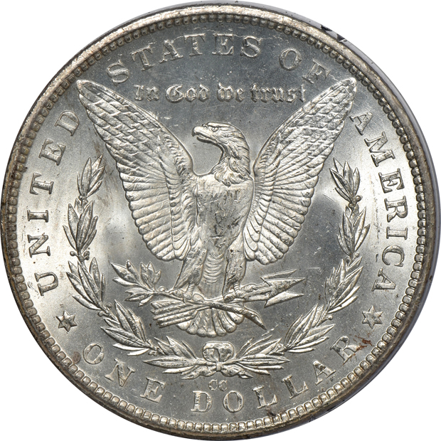 1880-CC GSA NGC MS-63, and an 1882-CC PCGS MS-62 (rattler) CAC