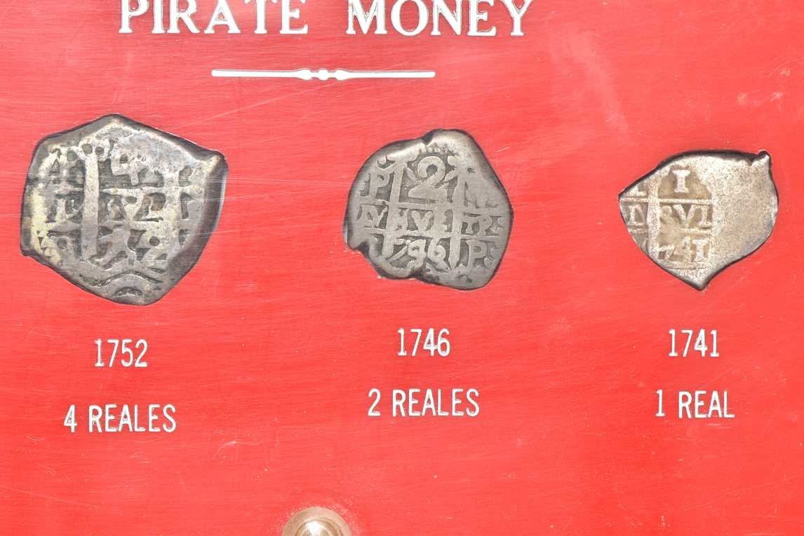 Spanish Colonial - Cobs Pirate Money set of five in a custom holder