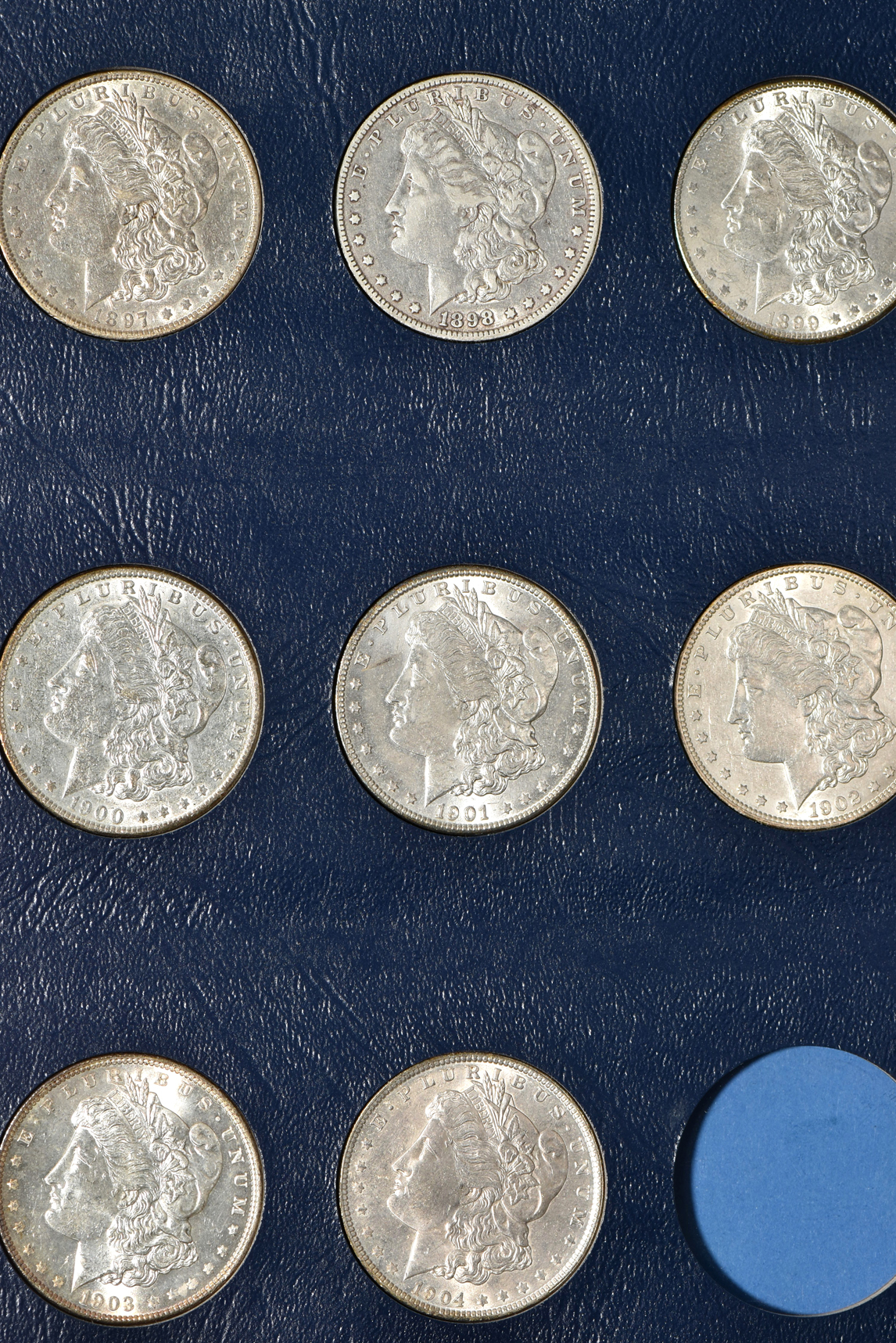 Collection of Morgan silver dollars in a Whitman 9137 album