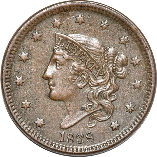 1838 and 1839 large cents, AU