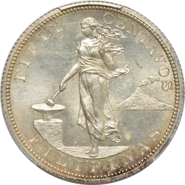Philippines - Two 1906 50 centavos, PR-58 and PR-64, both PCGS