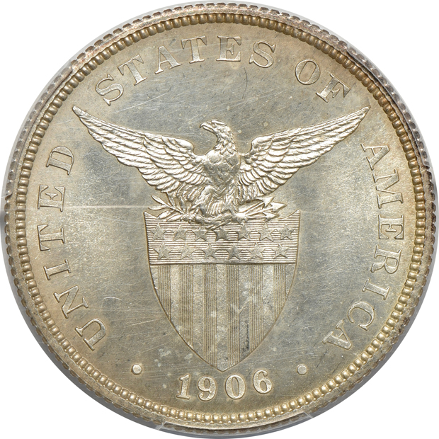 Philippines - Two 1906 50 centavos, PR-58 and PR-64, both PCGS