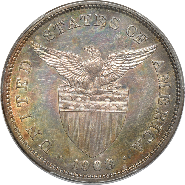 Philippines - 1908 peso - PCGS PR-62