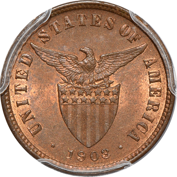 Philippines - Two 1903 1/2 centavo MS-65RB, and a 1904 1/2 centavo PR-64RB, all PCGS