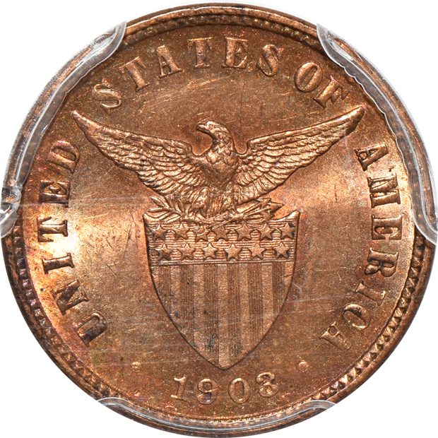 Philippines - Two 1903 1/2 centavo MS-65RB, and a 1904 1/2 centavo PR-64RB, all PCGS