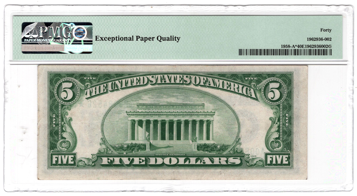 1934-B $5 Boston Star Fr# 1958-A* - PMG XF-40 EPQ