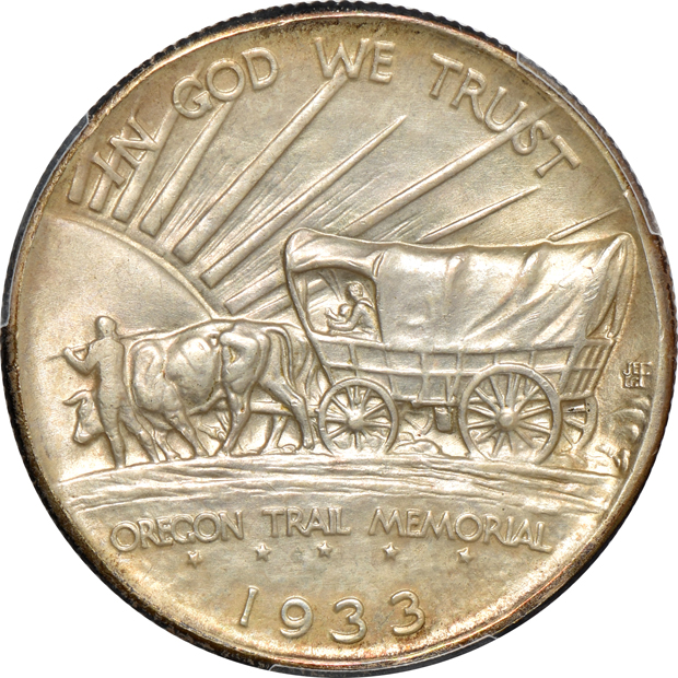 1933-D Oregon MS-64 CAC, and a 1934-D Oregon MS-65, both PCGS
