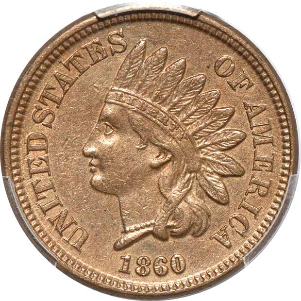 1860 PCGS MS-62 CAC, 1863 MS-63 CAC, and a 1909 MS-65RD 