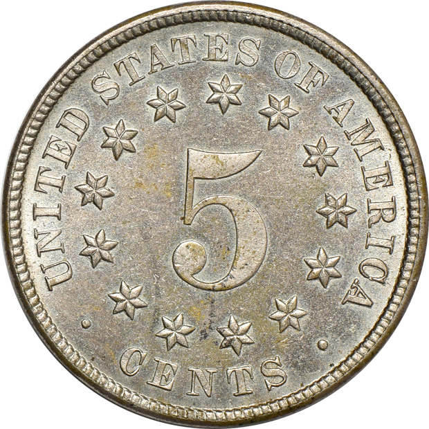 Five Shield nickels