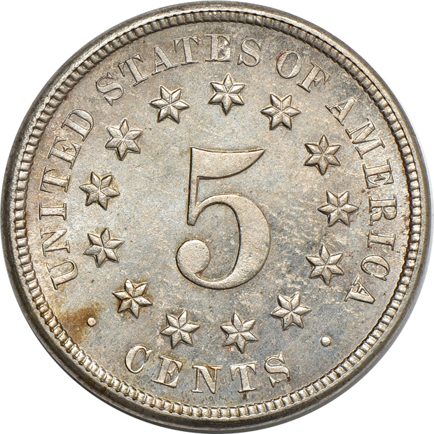 Five Shield nickels