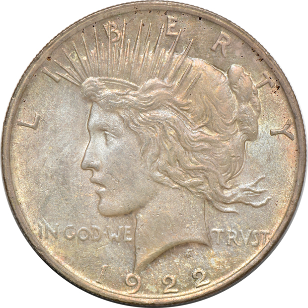 Fourteen Peace dollars and Three 1921 Morgan dollars