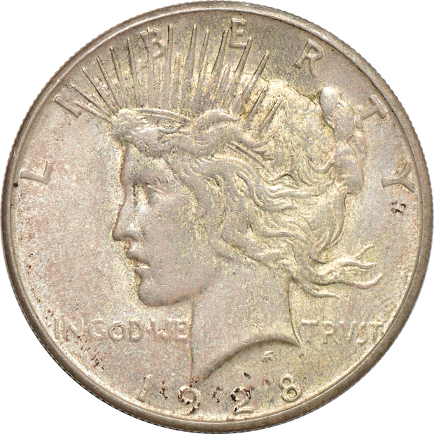 Fourteen Peace dollars and Three 1921 Morgan dollars
