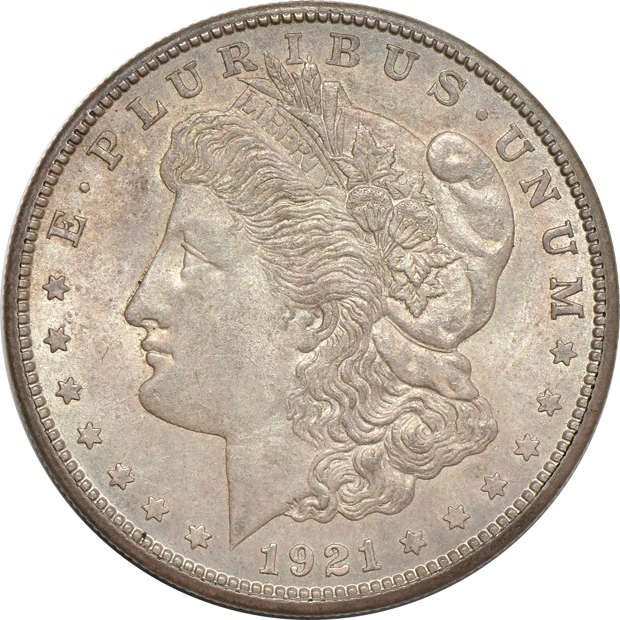 Fourteen Peace dollars and Three 1921 Morgan dollars