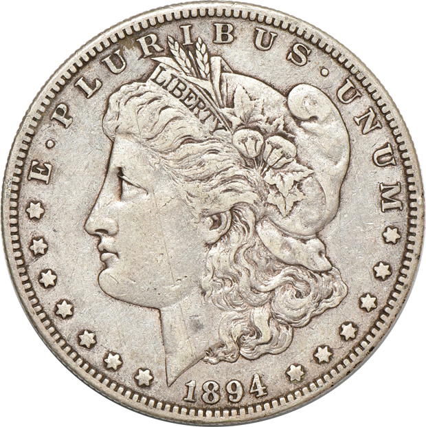 Ten Morgan dollars