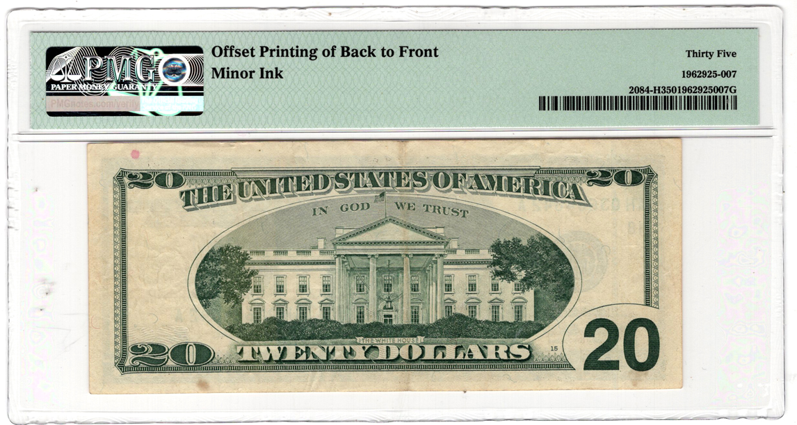 Error Currency 1996 $20 St. Louis FRN Fr# 2084-H Offset Printing Error - PMG VF-35