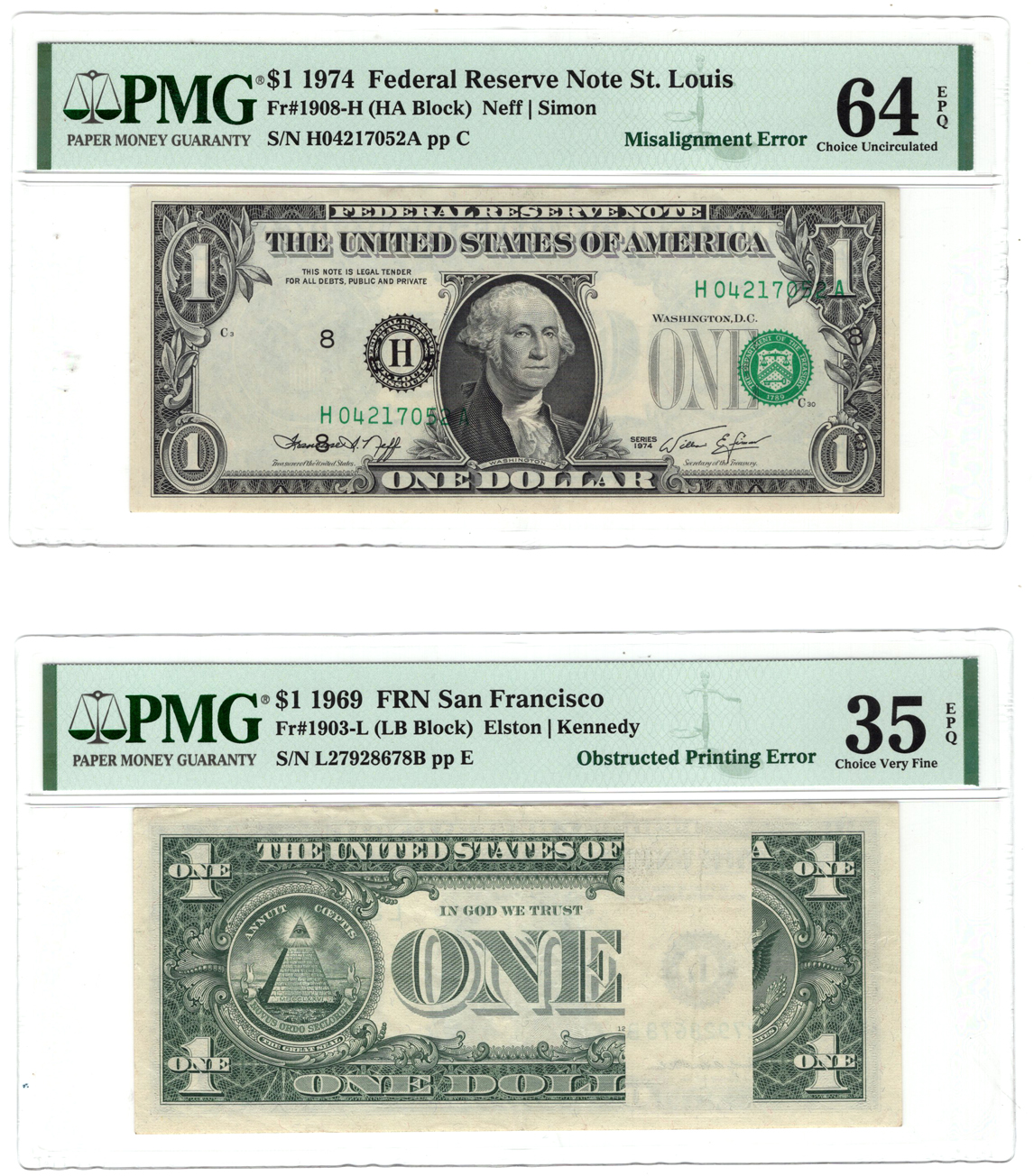 Error Currency - Pair of $1 FRN errors