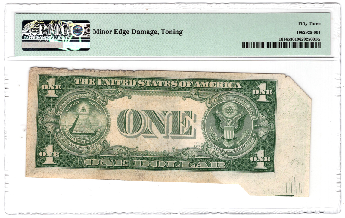 Error Currency 1935-E $1 Silver Certificate Fr# 1614 Fold Over Error - PMG AU-53