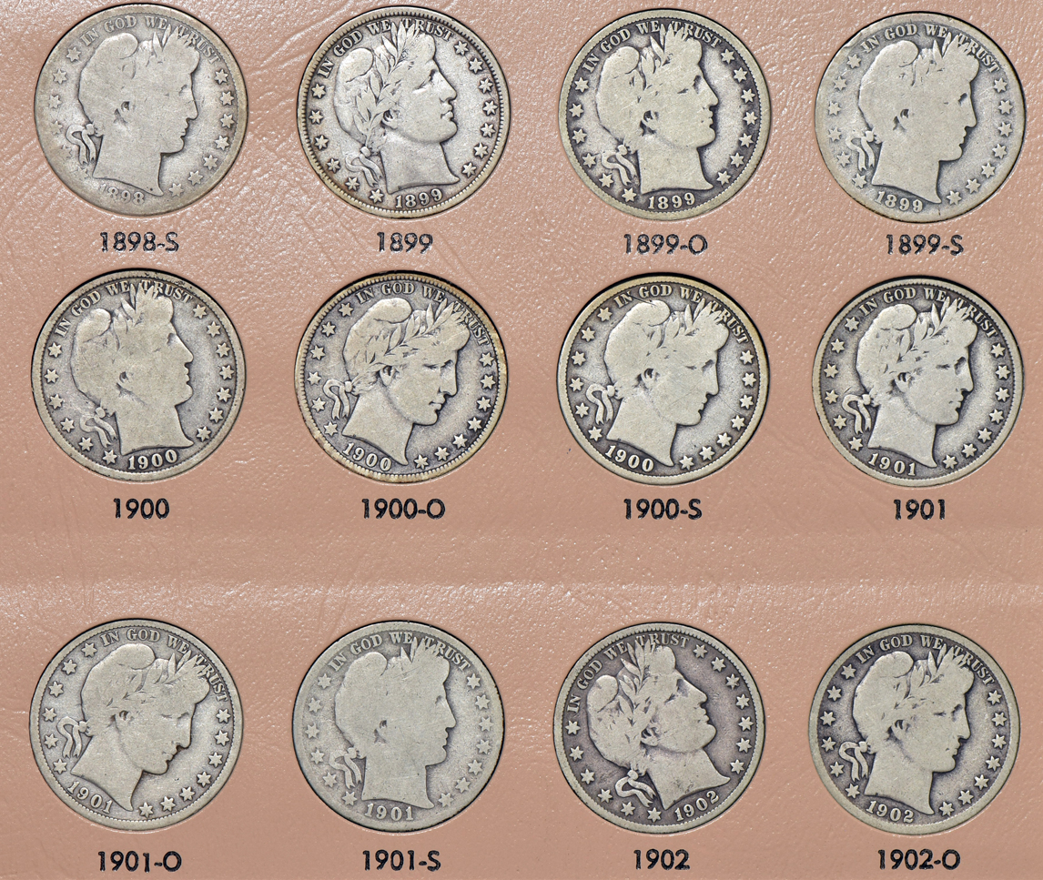 Collection of 73 different Barber half dollars in a Dansco 7150 album (two 1894-S, no 1913)