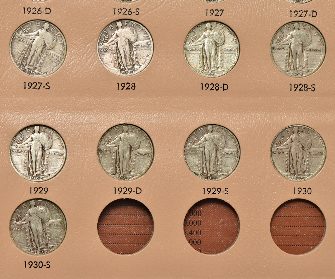 Collection of 32 different Standing Liberty quarters, 1917 Ty. 1 through 1930-S, in a Dansco 7132 album