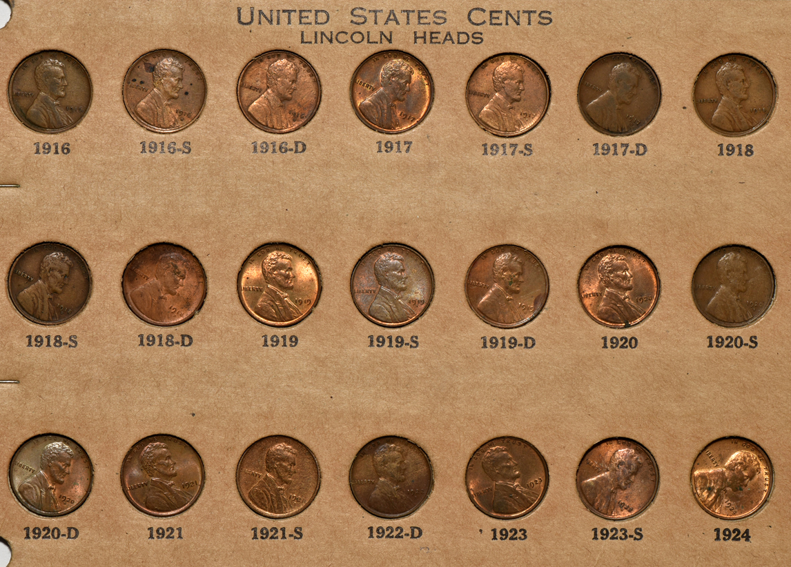 Collection of Lincoln cents 1909-VDB through 1940-D except 1909-S VDB in a Wayte Raymond album
