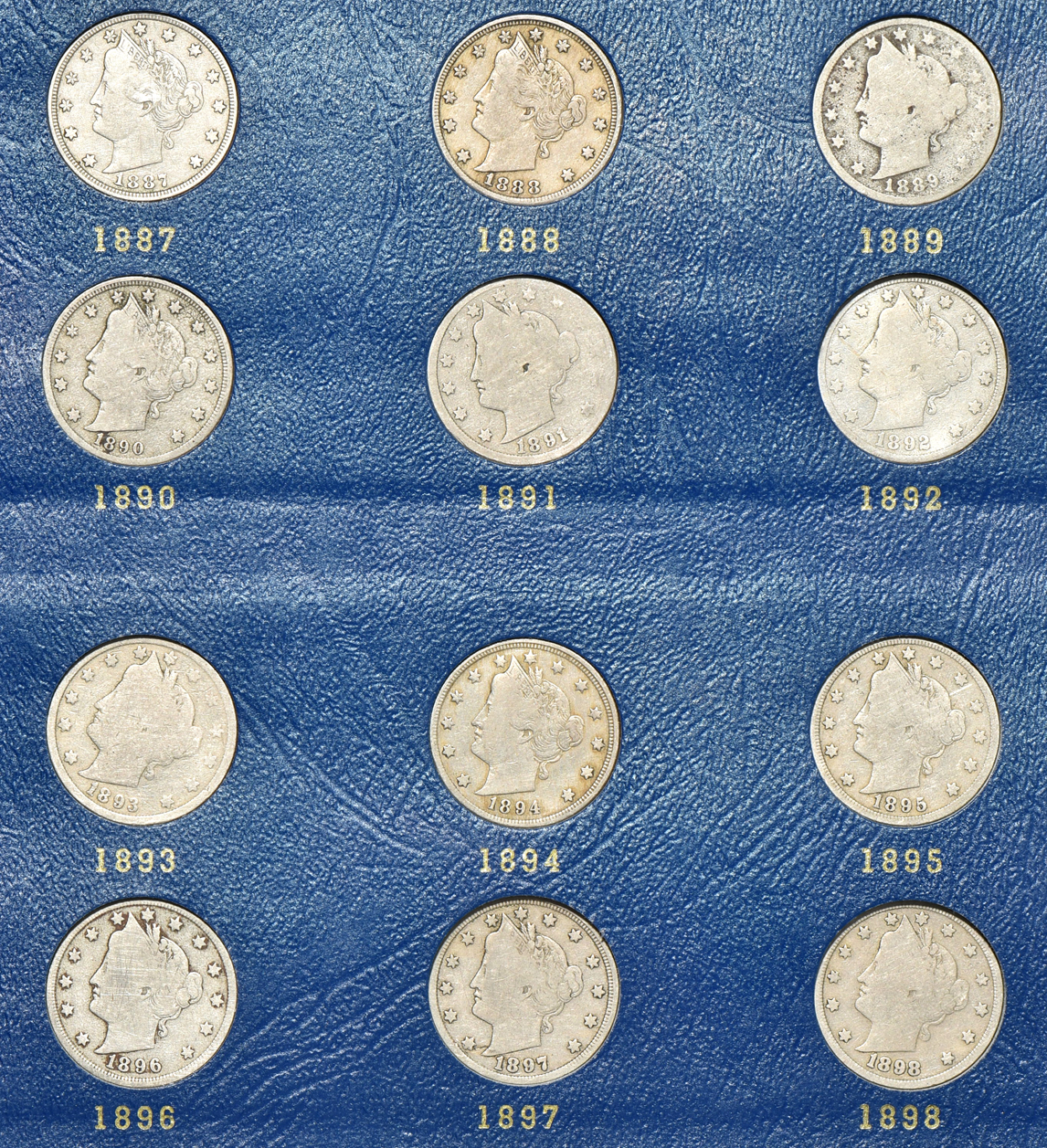 Complete collection of Liberty nickels in a Whitman 9407 album