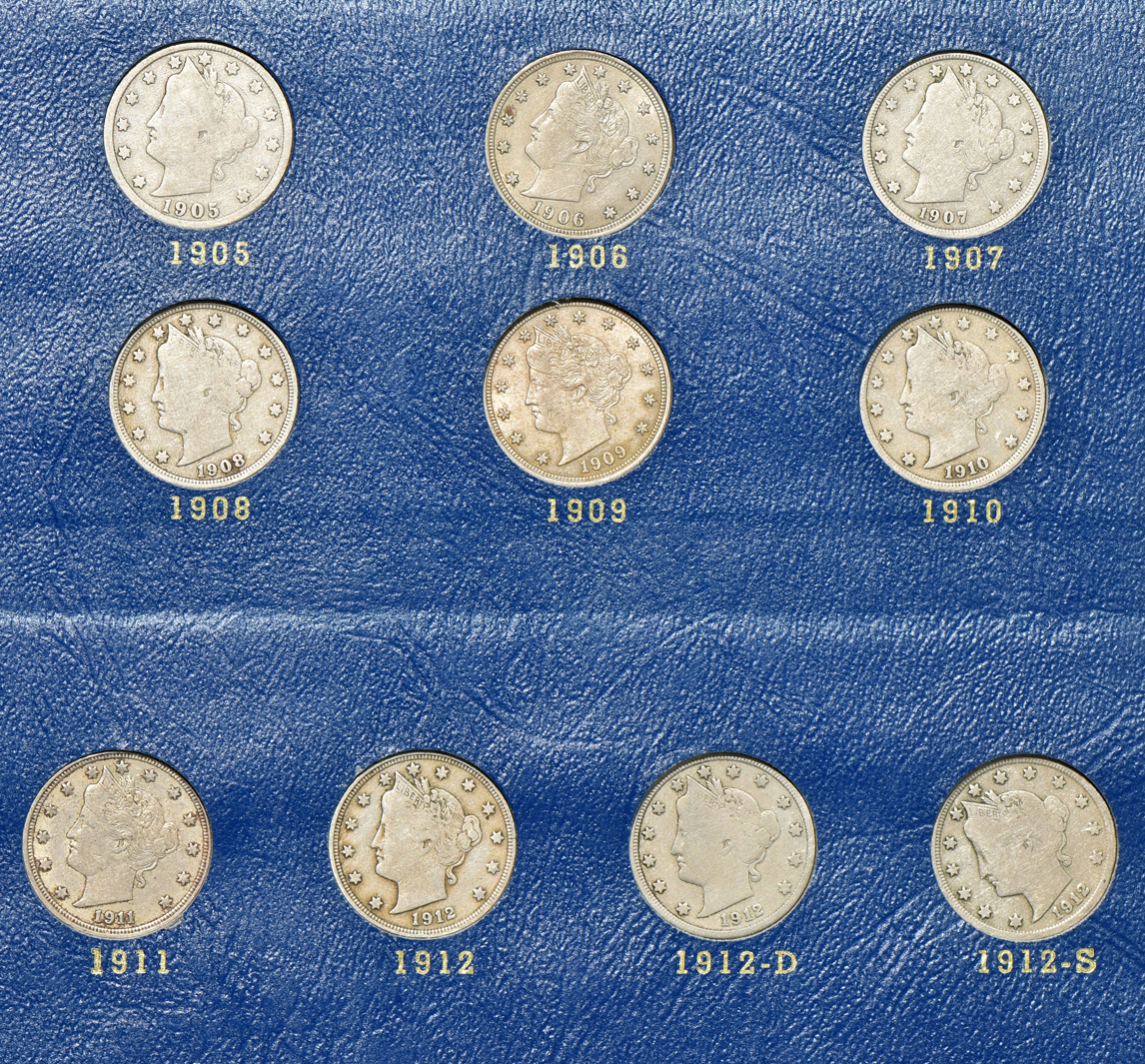 Complete collection of Liberty nickels in a Whitman 9407 album