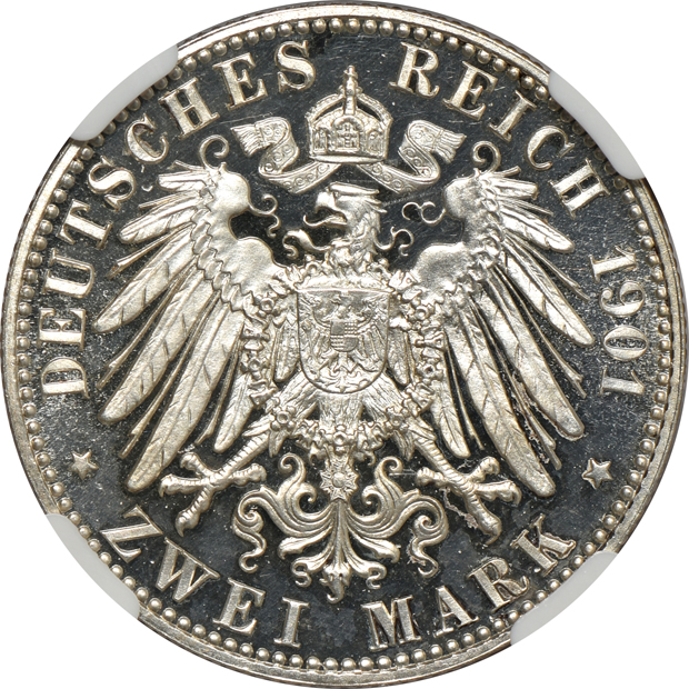Germany - Prussia 1901-A 2 mark KM-522 - NGC PR-65 CAMEO